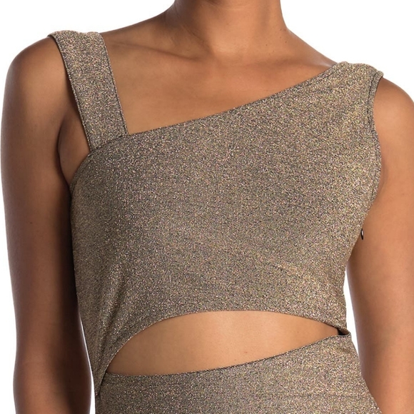 Peek-A-Boo Sparkle Rose Gold Dress - Picture 2 of 7